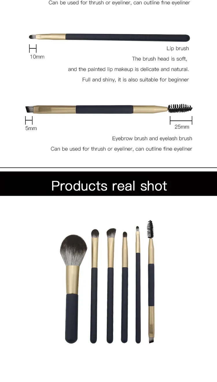 6 PCS Makeup Brushes Set Premium Synthetic Kabuki Foundation Blending Face Powder Mineral Eyeshadow Make up