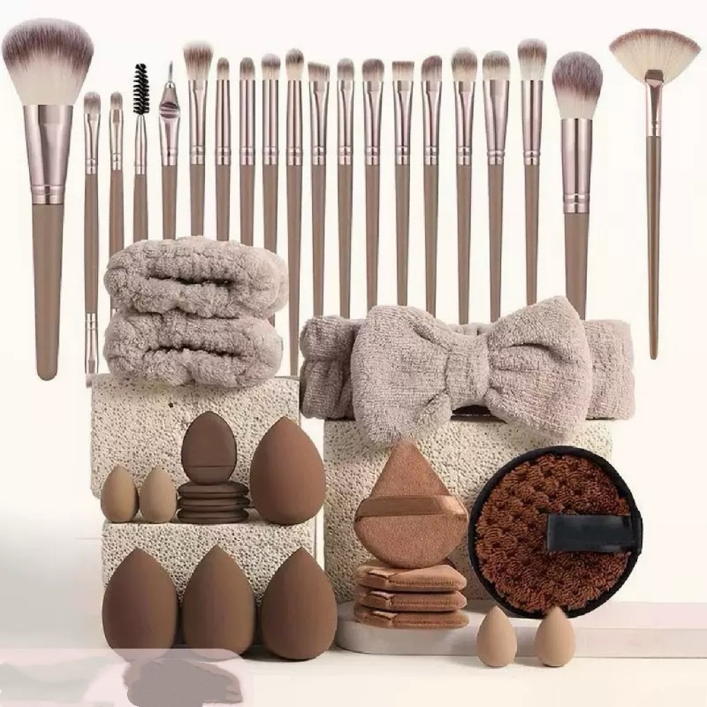 2026 Wholesale OEM Private Label 40Pcs/pack Sponge Headband Makeup Brushes Set Make up Tools