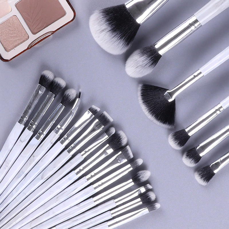 Luxurious Vegan Synthetic Fibre 20-Piece Face Makeup Brush Set with Custom Logos &amp; Colors Travel-Friendly Cosmetic Brushes