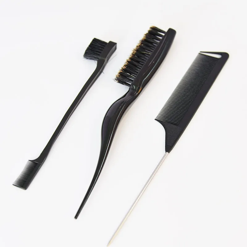 Hair Dressing Tools Pick Dyeing Brush Comb Three Piece Set Modeling Comb Pig Mane Beat Hair Comb Fashion Eyebrow Brush