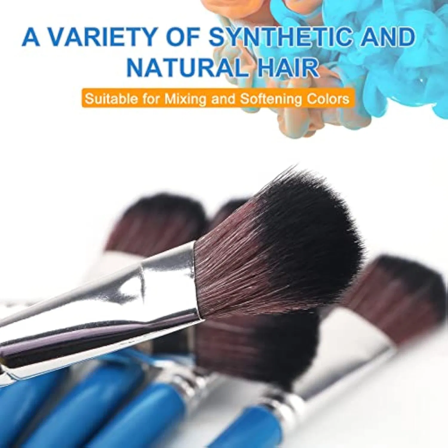 Oval Blending Brushes for Acrylic Painting with Short Wooden Handle