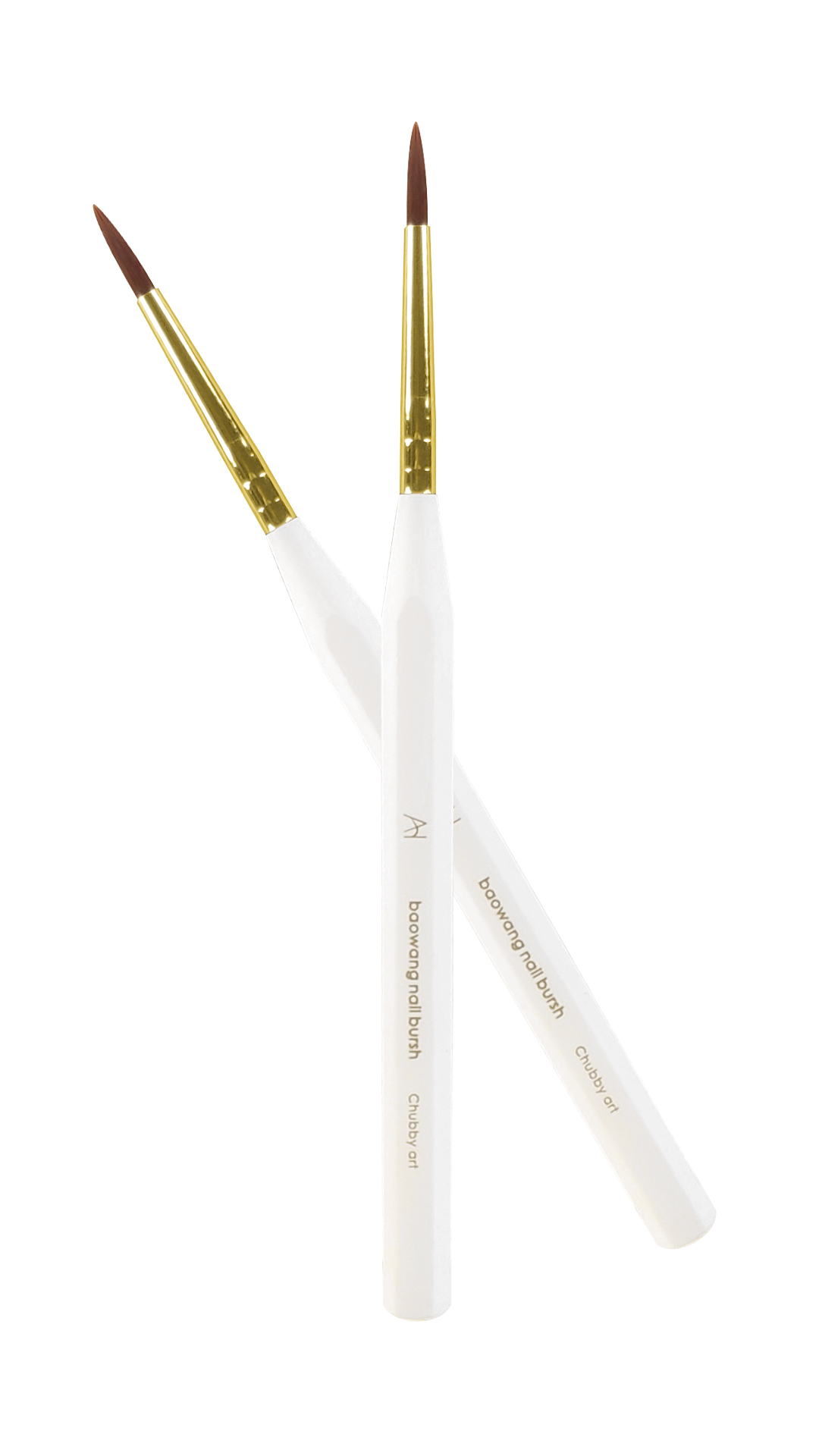 High Quality BAOWANG Brand Customized OEM White Hexagon Handle Nail Art Brush Set Professional Nail Art Tools Nylon Bristles UV