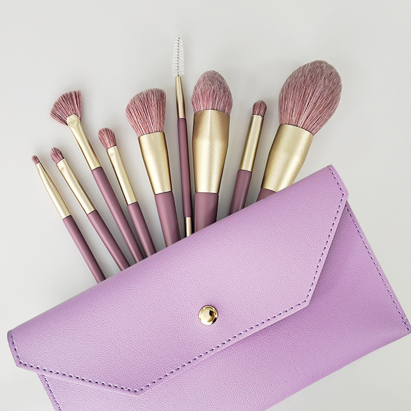 New Arrival Purple Color 9PCS Makeup Brush Set Soft Bristles Eye Shadow Brush Highlight Brush Beginner Beauty Tool