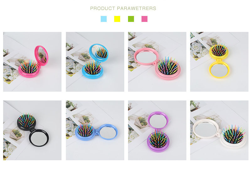 New Makeup Comb Hair Brush PRO Styling Tool Portable Mini Folding Hair Comb Airbag Massage Round Travel Hair Brush with Mirror