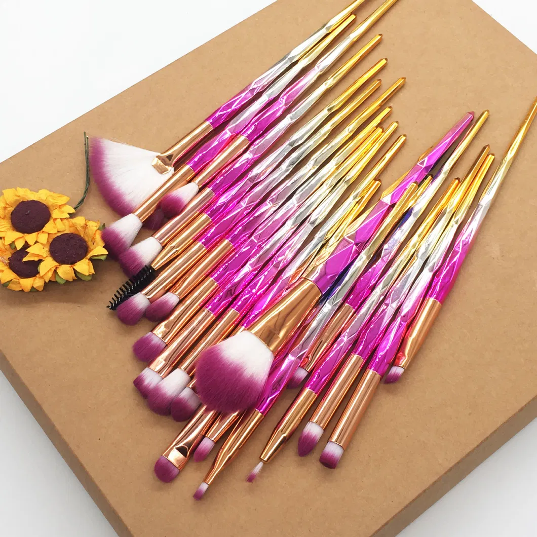 20 PCS Makeup Brush Set Diamond Transparent Handle Eye Shadow Multi-Face Eye Makeup Brush