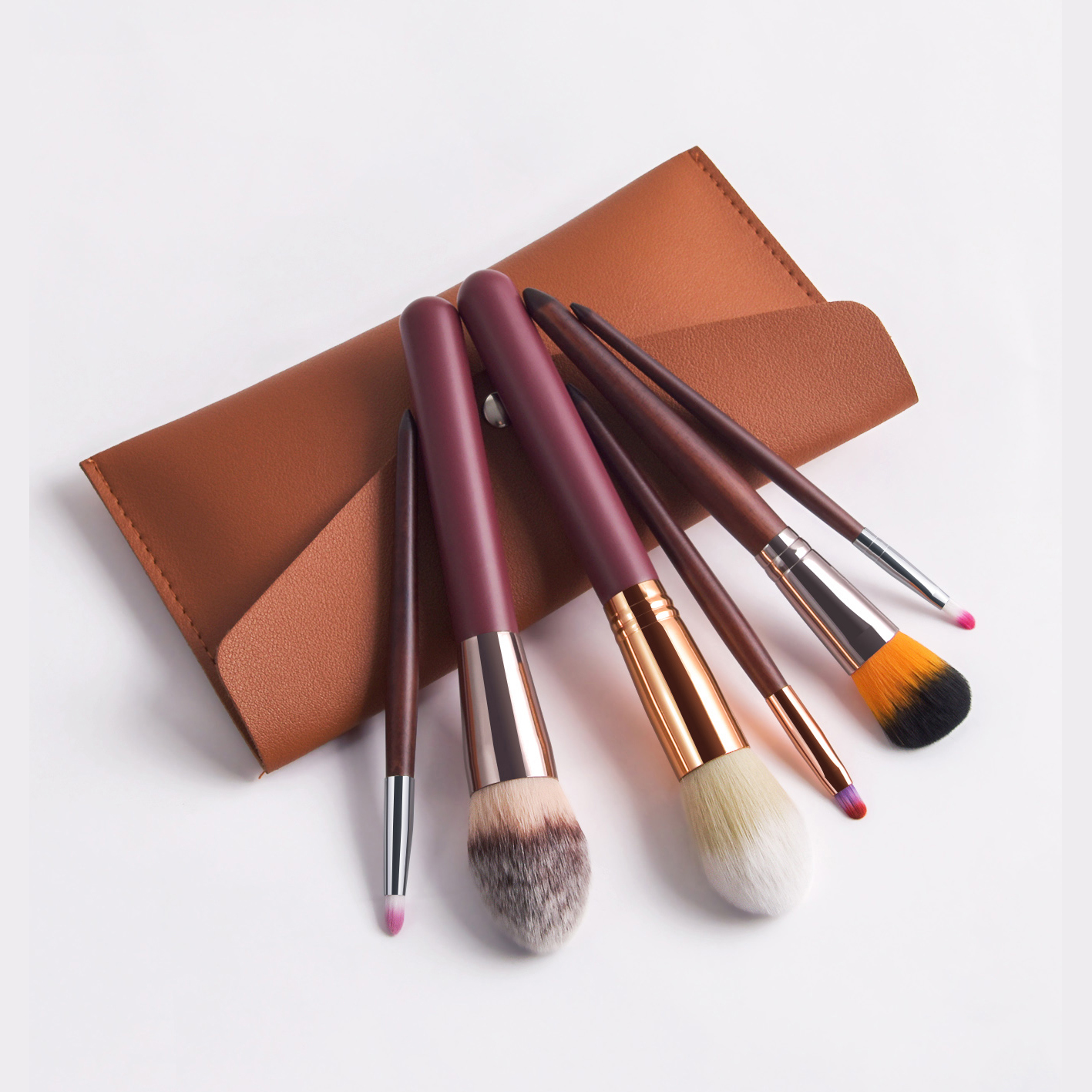 Private Label 6-Piece Professional Face Makeup Brush Set Includes Crease Highlight Lip Liner Face Blending for Loose Powder
