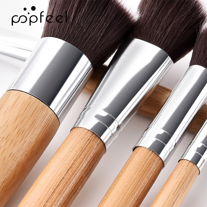 11-Piece Bamboo Makeup Brush Set with Bag Eye Shadow Brushes for Eye Use
