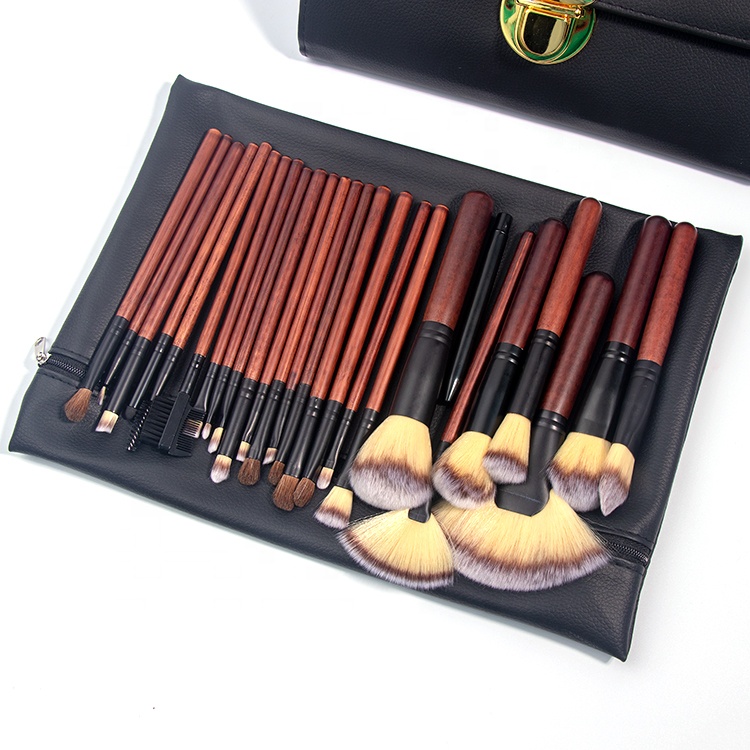 Professional 26pcs Private Label Makeup Brush Kit Wooden Handle Makeup Brush Set With Bag Wholesale Vendors