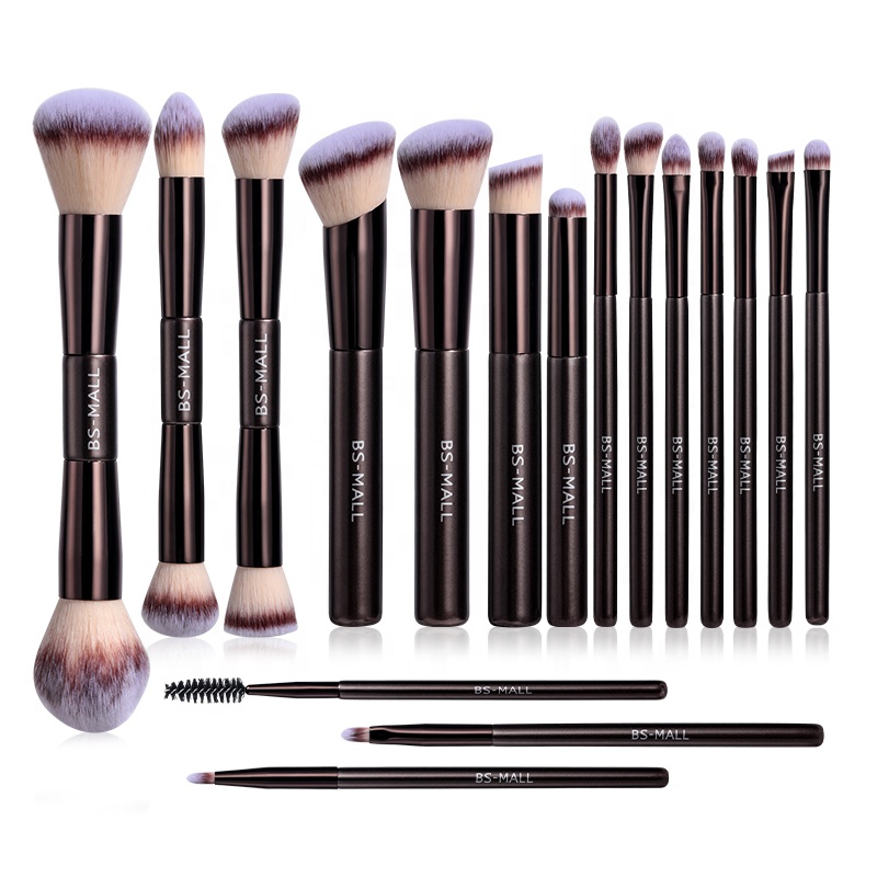 Professional Double Ended Makeup Brush Set Custom Logo Vegan Multi Functional Cosmetic Tools Foundation Powder Brushes Wholesale