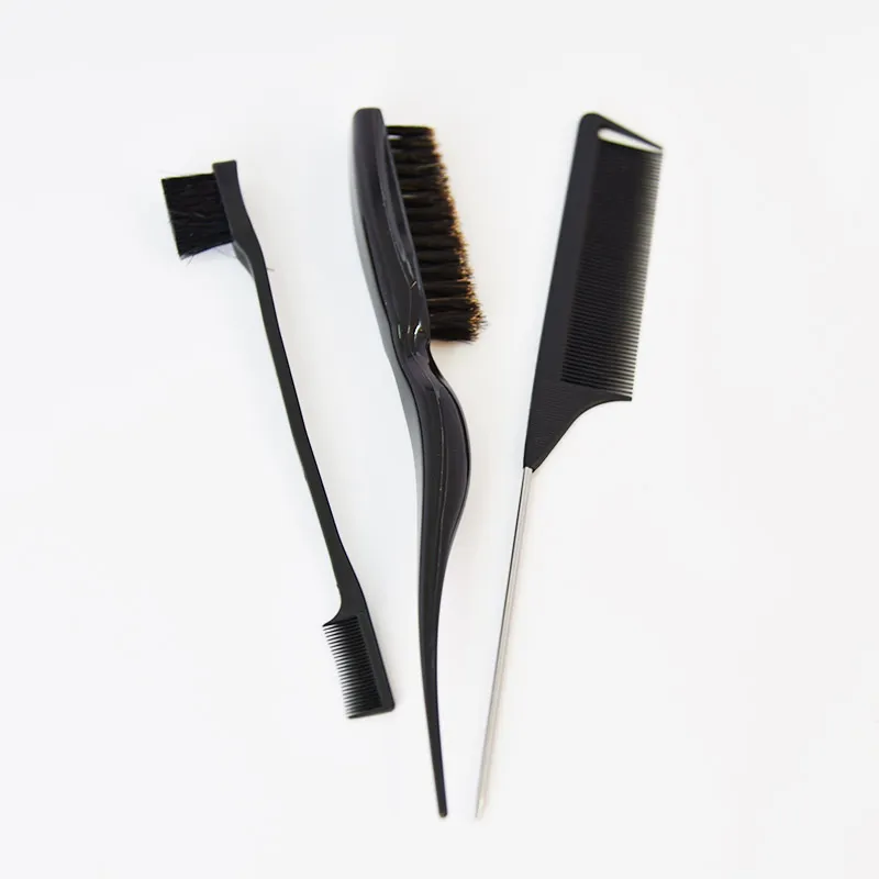 Hair Dressing Tools Pick Dyeing Brush Comb Three Piece Set Modeling Comb Pig Mane Beat Hair Comb Fashion Eyebrow Brush