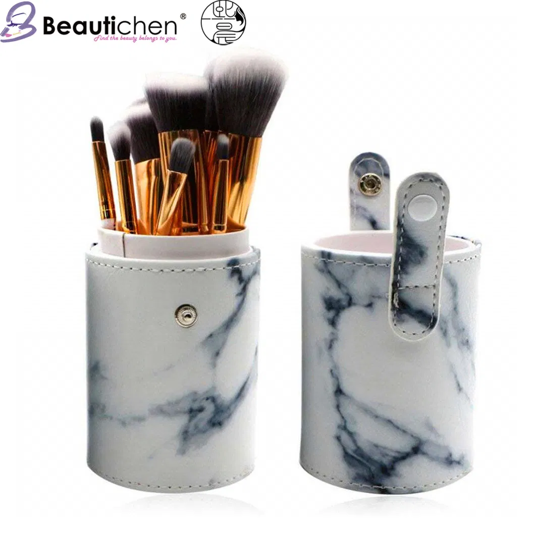 Beautichen 10 Pieces Marble Pattern Professional Makeup Brush Set Kabuki Foundation Blending Concealer Eye Face Liquid Powder Cream Brushes Set