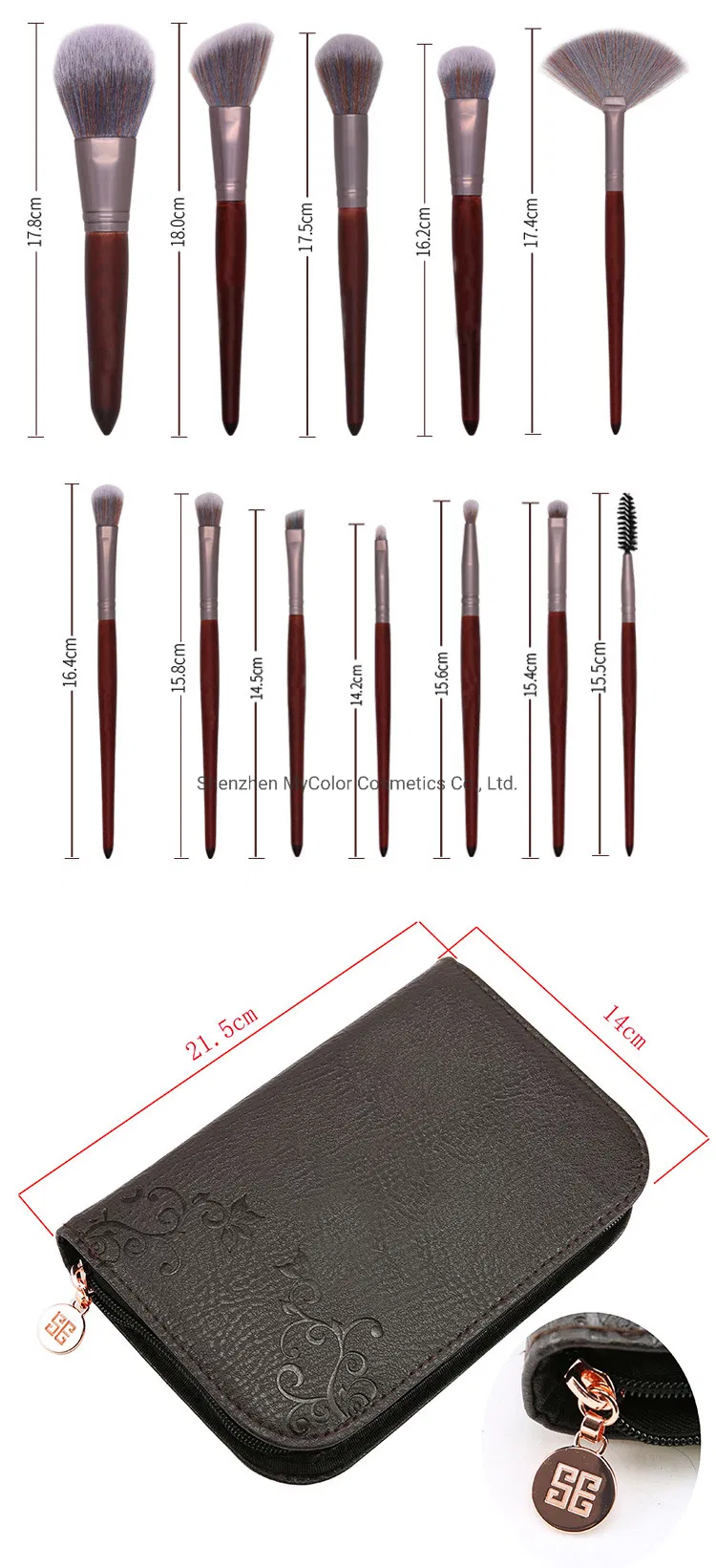 Hot Style Customized 12PCS Soft Vegan Hair Cosmetic Makeup Brushes Set
