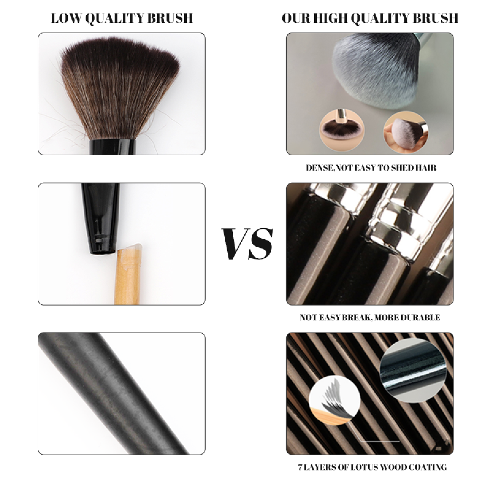 40 Style High Quality Vegan Synthetic Hair Wood Handle Black Makeup Brushes Cosmetic Custom Private Label Makeup Brush Set