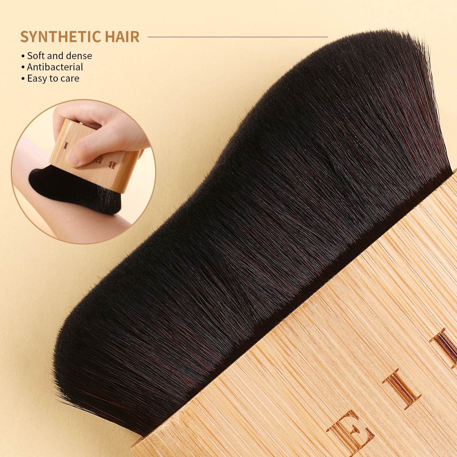 Best Selling Body Makeup Brush Bamboo Handle High Density Vegan Synthetic Hair Face Kabuki Foundation Brush Private Label