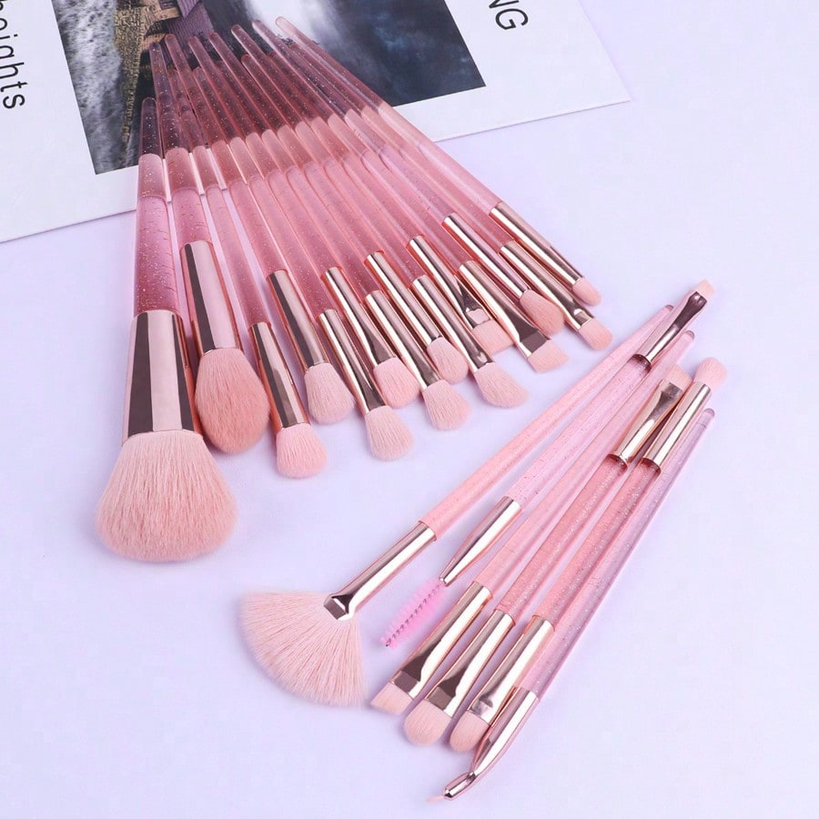 Luxurious Vegan Synthetic Fibre 20-Piece Face Makeup Brush Set with Custom Logos &amp; Colors Travel-Friendly Cosmetic Brushes