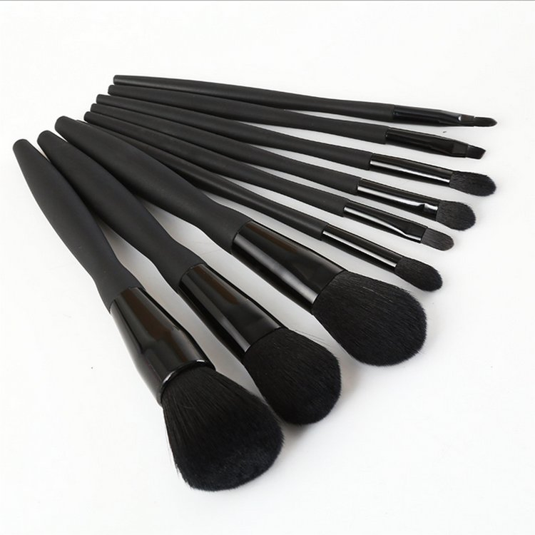 9 PCS Black Makeup Brush Manufacturers Wholesale Makeup Brush Sets Custom Vegan Soft Fiber Hair Makeup Brush Set