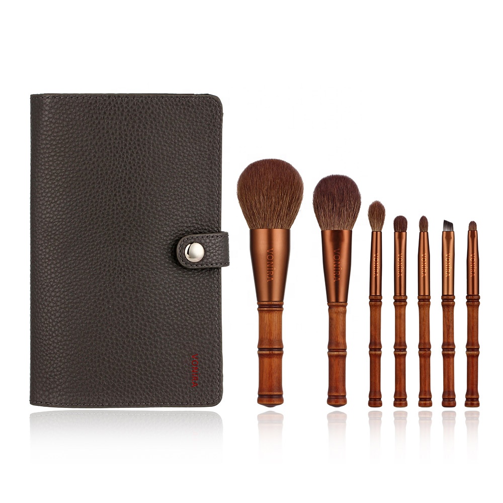 Vonira Beauty Hot Selling 7pcs Makeup Tools Eco Friendly Personalized Custom Private Label Professional Bamboo Makeup Brush Set