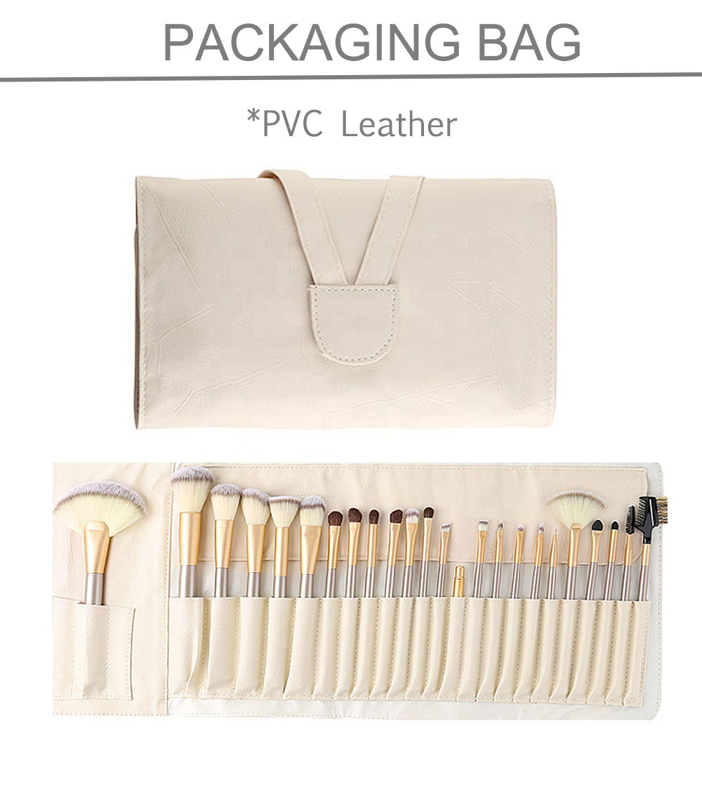 Personalized Unique Luxury 24-Piece Private Label Foundation & Powder Makeup Brushes Set Eye Use Wood Handles Synthetic Hair