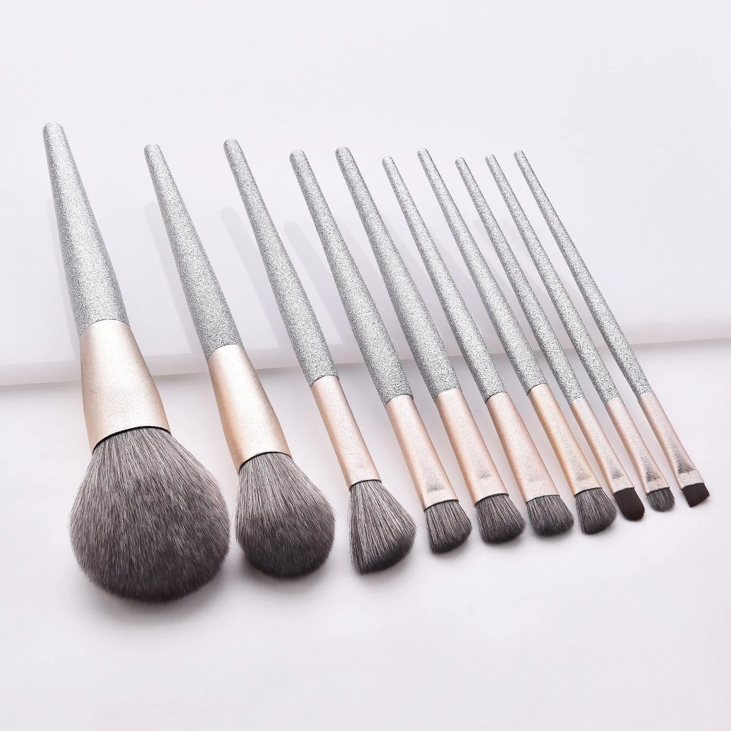 OEM Custom Cosmetic 10PCS Travel Luxury Private Label Face Eye Soft Dense Synthetic Hair Wood Handle Cosmetic Makeup Brushes Set