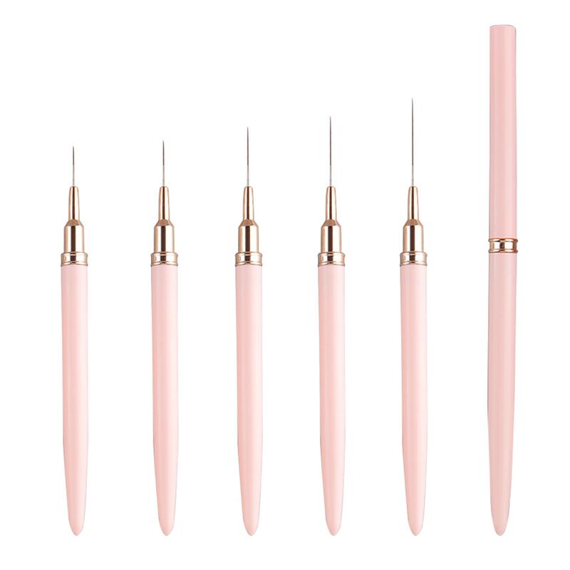 Hot Sale Nail Tech Art Brushes 5pcs Nylon Hair Nail Painting Pen Brush Professional Nail Liner Brushes Sets