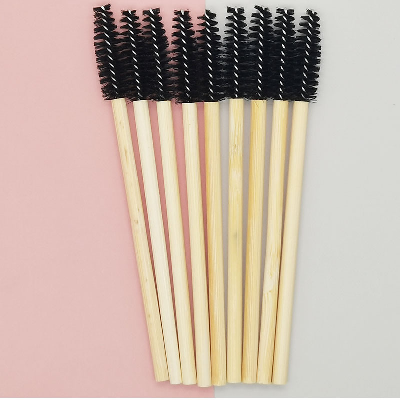 50 Pack Disposable Eco-friendly Biodegradable Bamboo Handle Mascara Makeup Brushes