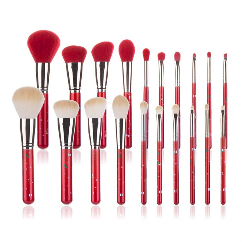 Christmas Gift 10 PCS Red Handle Premiun Synthetic Hair Vegan Makeup Brush Set