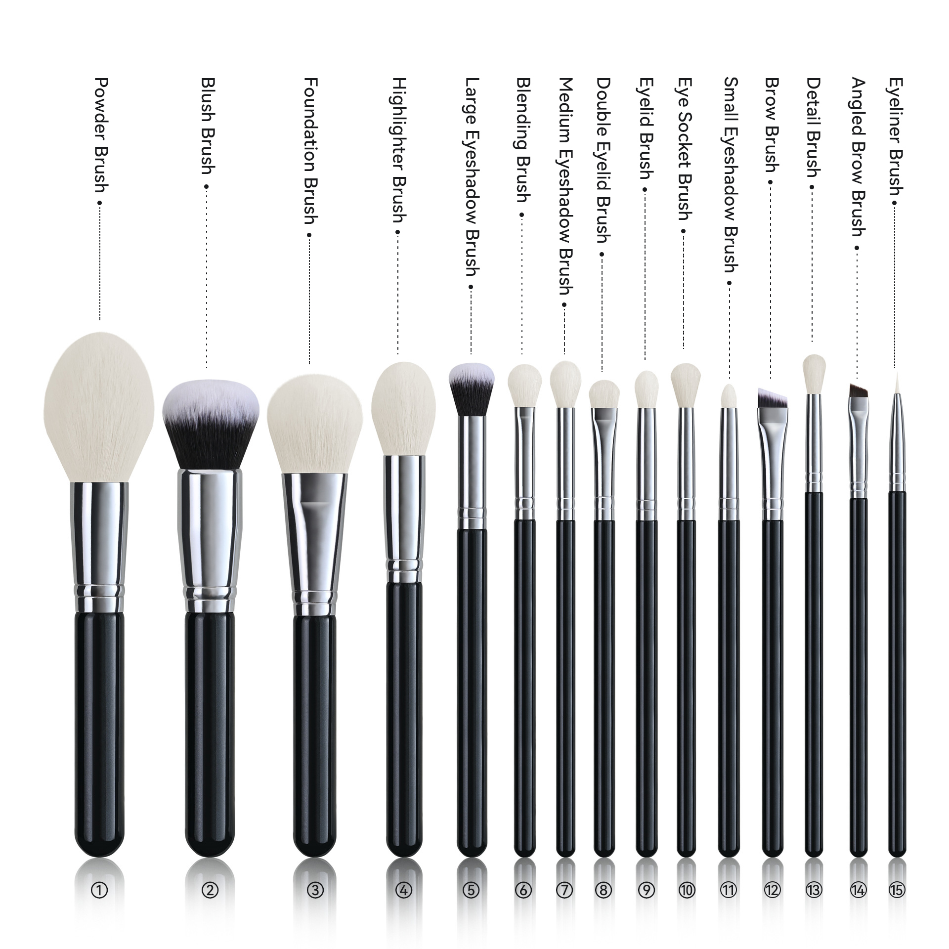 Lilywild Private Label Silver 10pcs Makeup Brush High End Make up Brush Unbranded Makeup Brush Set With Bag