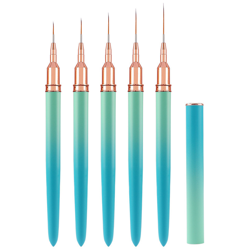 Hot Sale Nail Tech Art Brushes 5pcs Nylon Hair Nail Painting Pen Brush Professional Nail Liner Brushes Sets