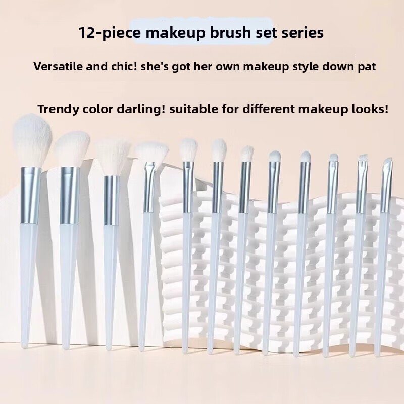 12-Piece Portable Soft-Bristle Makeup Brush Set for Face Premium Blush Loose Powder Eyeshadow Eyeliner &amp; Beauty Tools