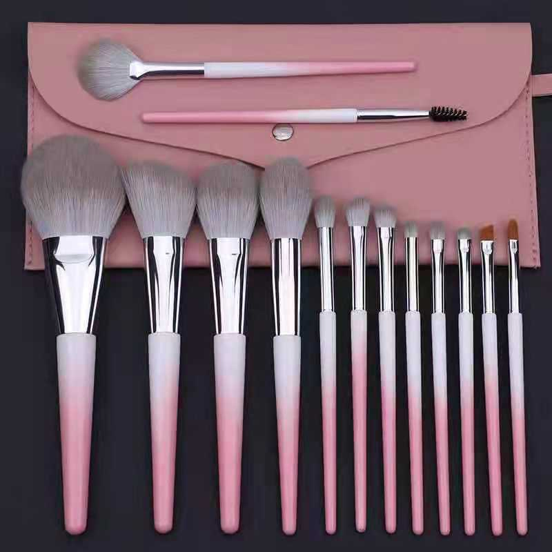 13PCS Professional Eyeshadow Eyebrow Blusher Blender Makeup Brush Set for Makeup Beginner