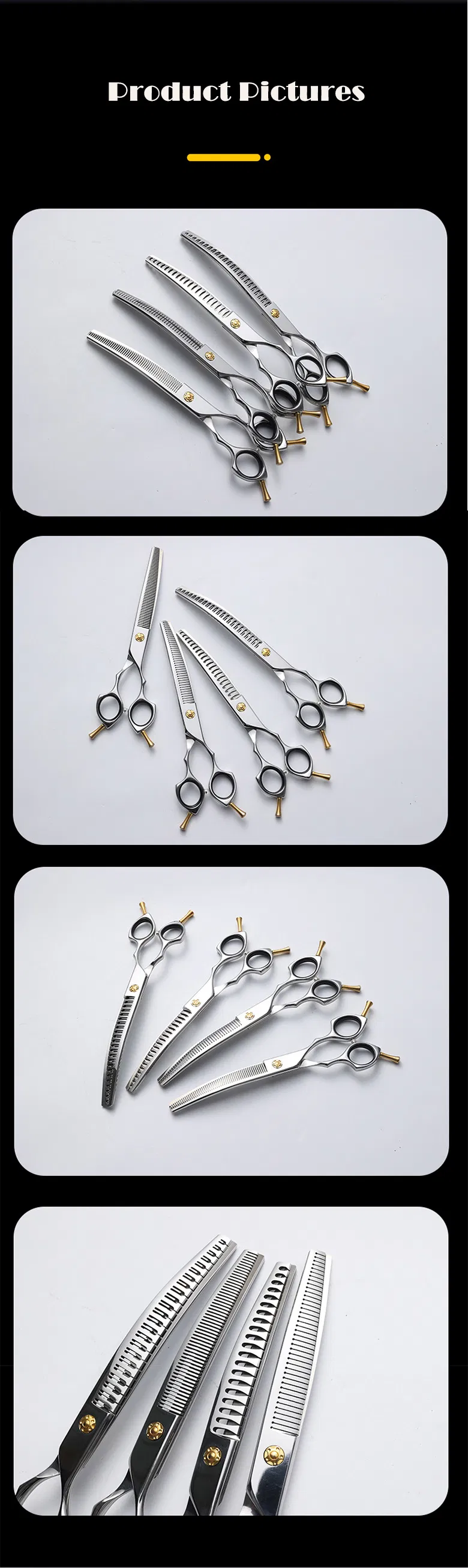 Japan 440c Curved Stainless Steel Pet Grooming Scissor Shear Set