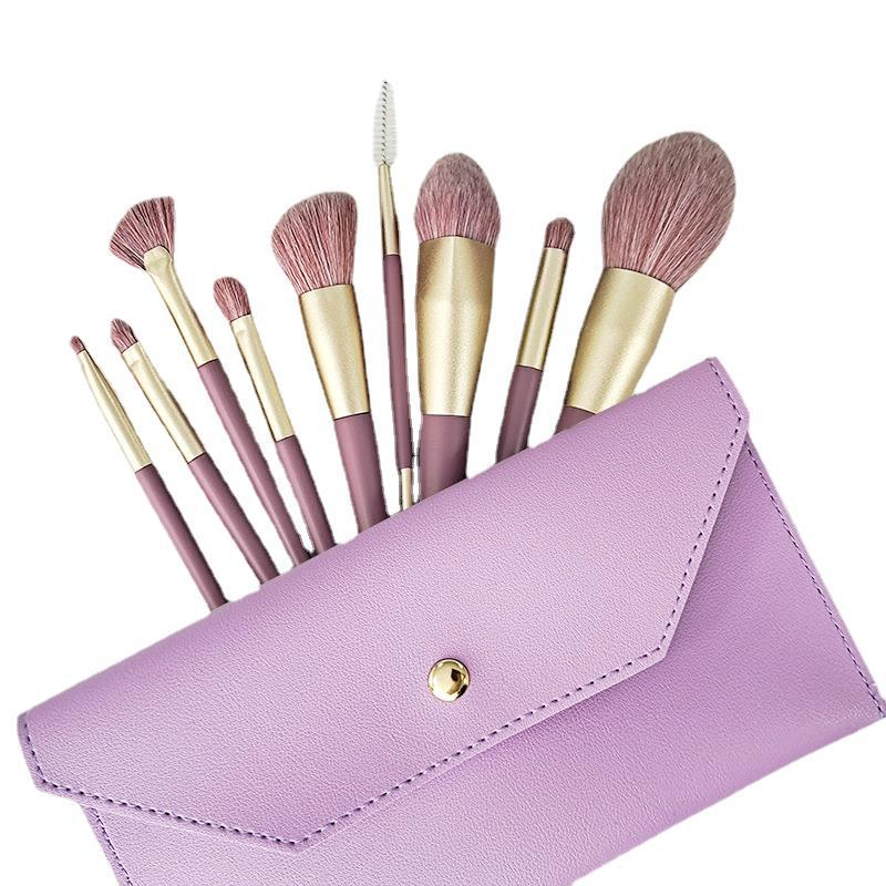New Arrival Purple Color 9PCS Makeup Brush Set Soft Bristles Eye Shadow Brush Highlight Brush Beginner Beauty Tool