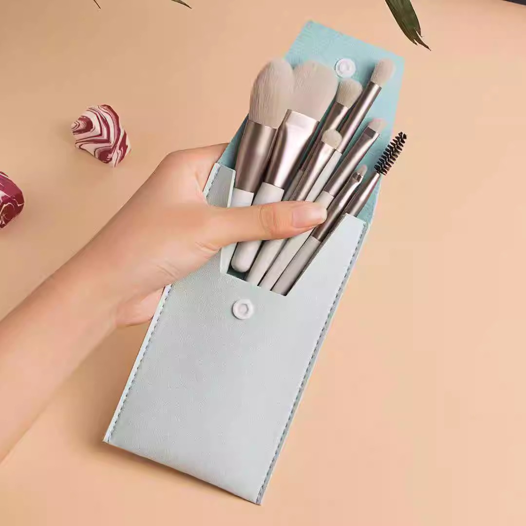 Lanson Wholesale Professional 8Pcs Travel Mini Makeup Brush With PU Bag