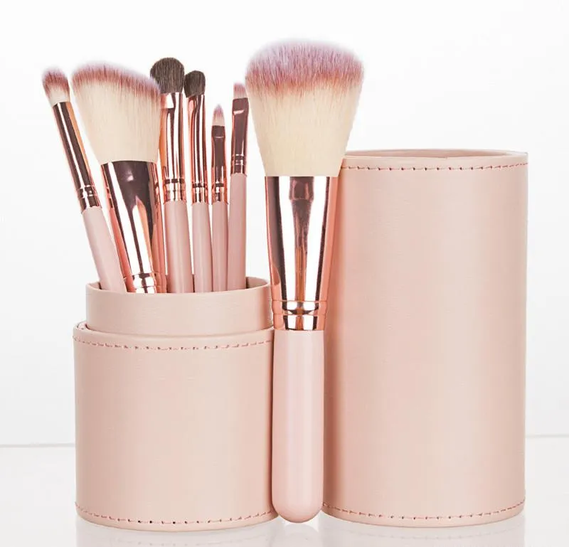 Makeup Your Own Brand 7PCS Makeup Brush Wooden Handle Vegan Cosmetics Brush Set with Box