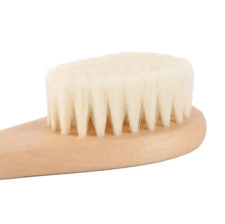 Custom Natural Wool Brush Wooden Baby Hair Brush Detail 2