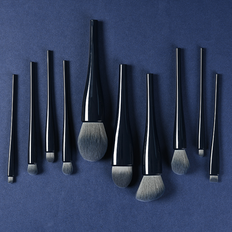 LS 10PCS Private Label Cosmetic Brush Set Special Shape High Quality Plastic Handle Synthetic Bristles Vegan Makeup Brush Set