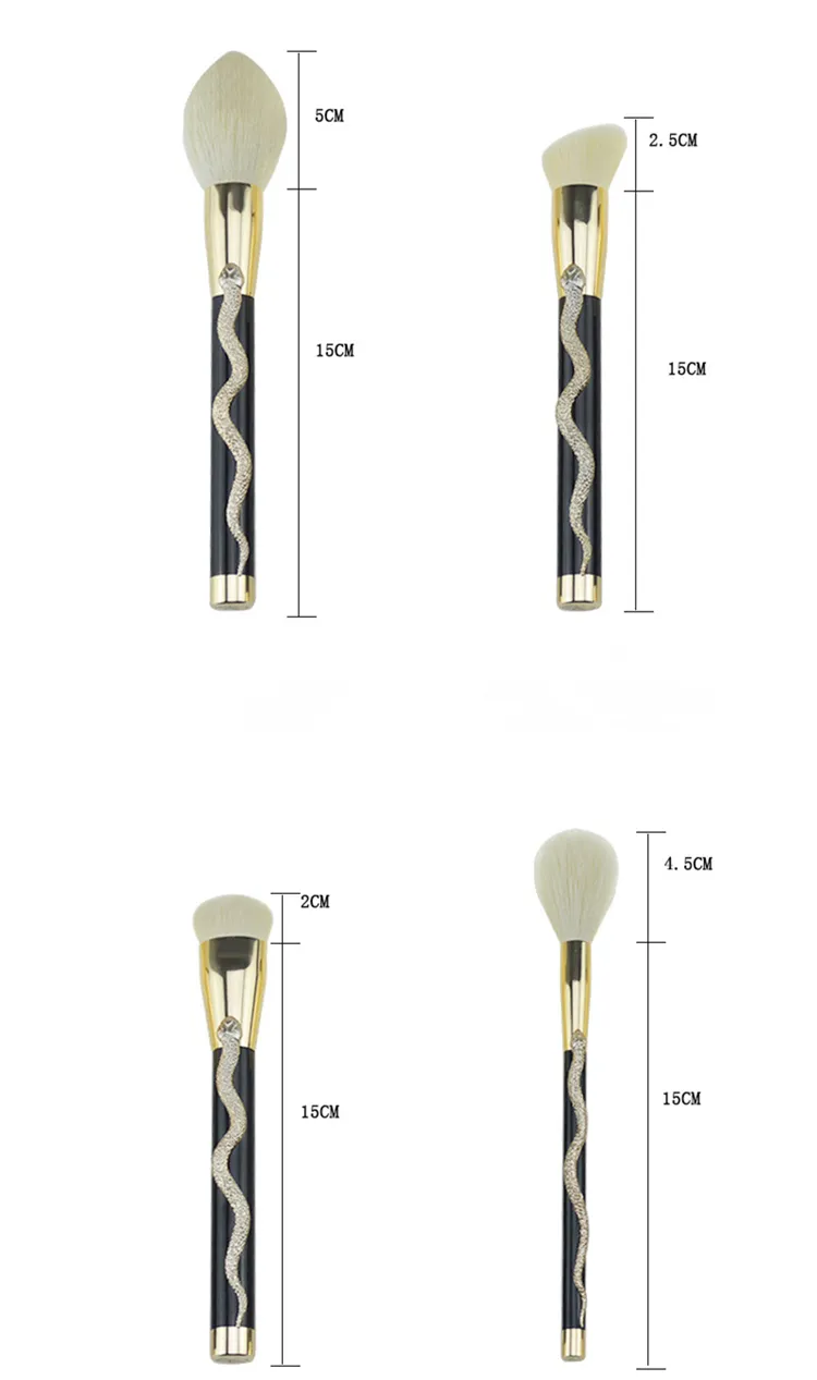 Luxury Makeup Tools 10PCS 3D Snake Shape Makeup Brushes Set with Barrel Holder