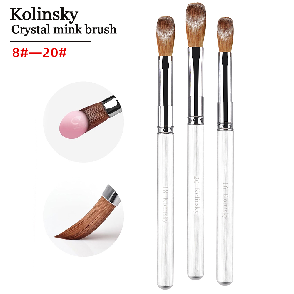 Nail Brush 100% Kolinsky Metal Handle Silicone Art Dotting Nail Brush Set Painting UV Gel Nail at Liner Brush Nagelburste