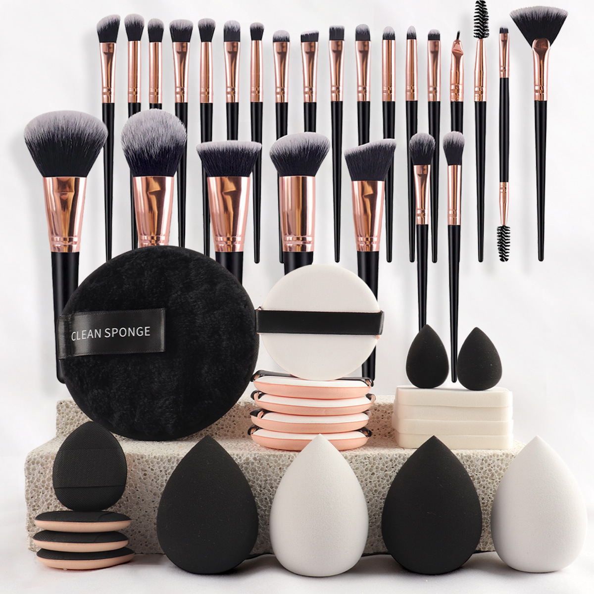 Professional 47-Pieces Beauty Makeup Brush Set Large Combination Face Wash Eye Shadow Blush Synthetic Portable Zipper Bag
