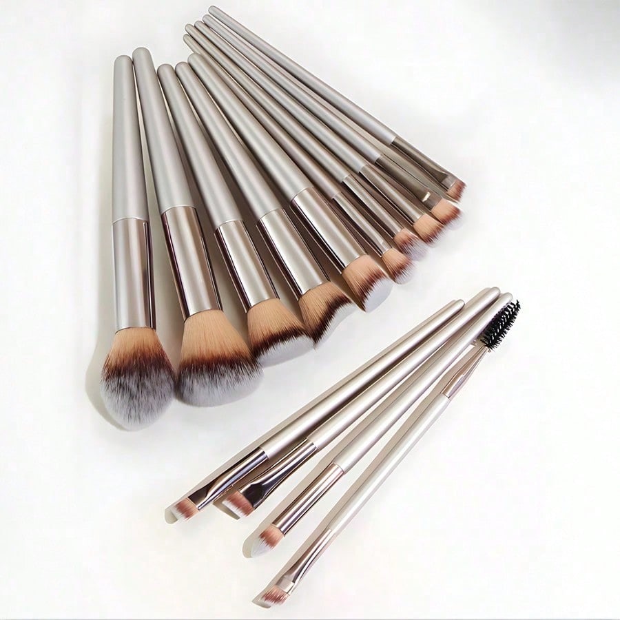 14PCS Metal Handle Synthetic Fibre Bristles Makeup Brush Set Full-face &amp; Eye Brushes Customizable Brand High-end Beauty Tools
