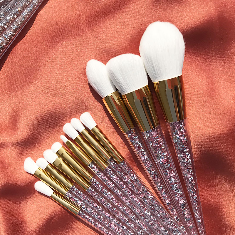 Beryl Cosmetics 13pcs pink glitter Sparkle Crystal Makeup Brush Set Wholesale Private Label Diamond Make up Brush Set