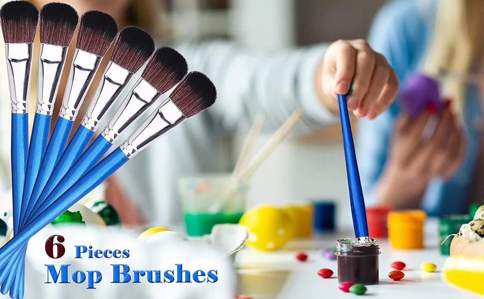 Oval Blending Brushes for Acrylic Painting with Short Wooden Handle