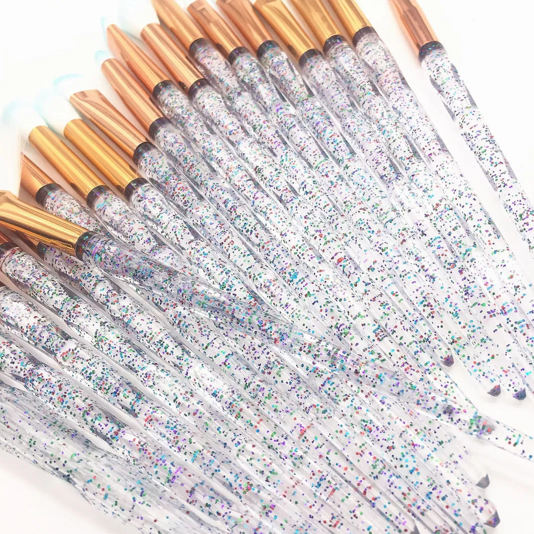 20 PCS Makeup Brush Set Diamond Transparent Handle Eye Shadow Multi-Face Eye Makeup Brush