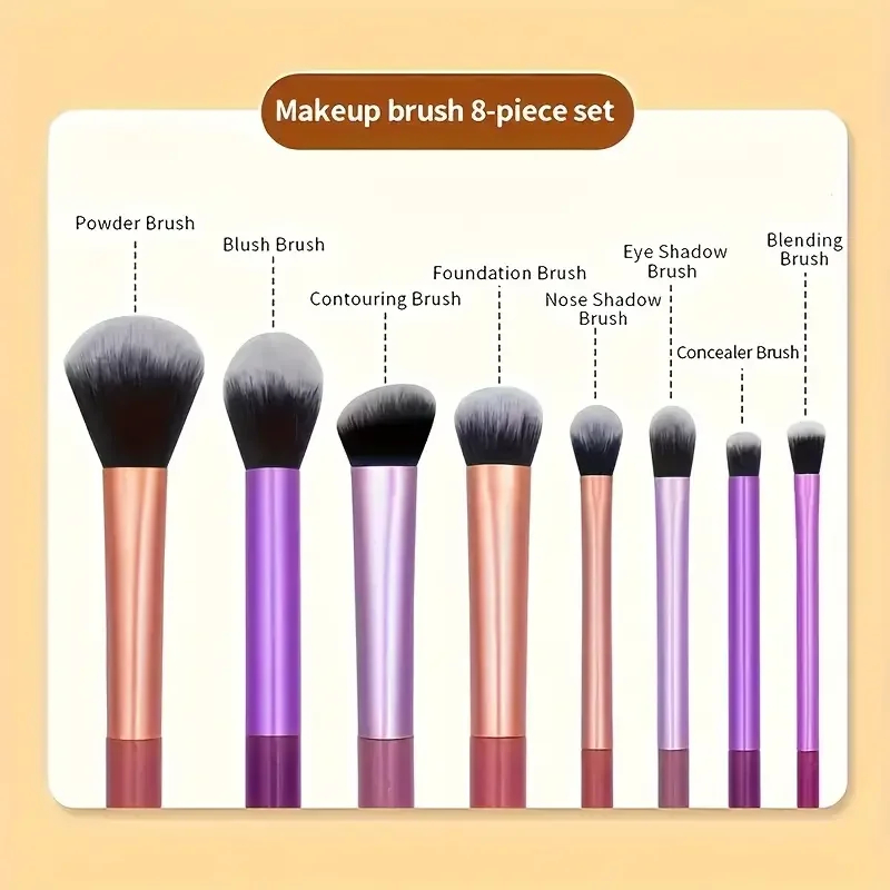 8pcs/set Makeup Brush Kit Soft Synthetic Hair Make up Brushes Foundation Blush Eyeshadow Cosmetic Makeup Tools