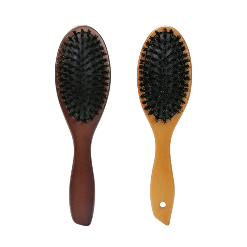 Boar Bristle Hair Brush Natural Beech Comb Hairbrush Massage Brushes