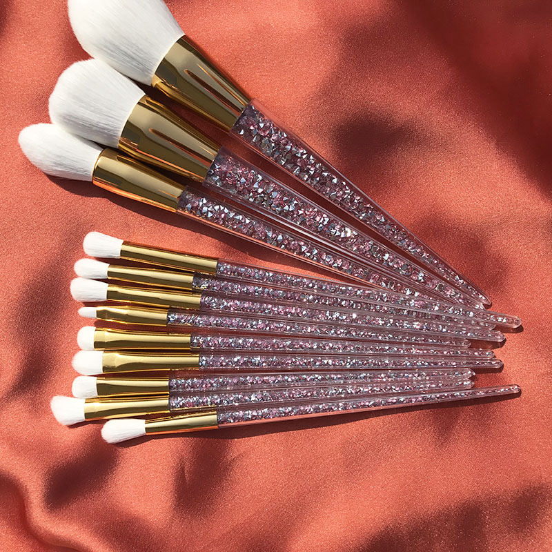 Beryl Cosmetics 13pcs pink glitter Sparkle Crystal Makeup Brush Set Wholesale Private Label Diamond Make up Brush Set
