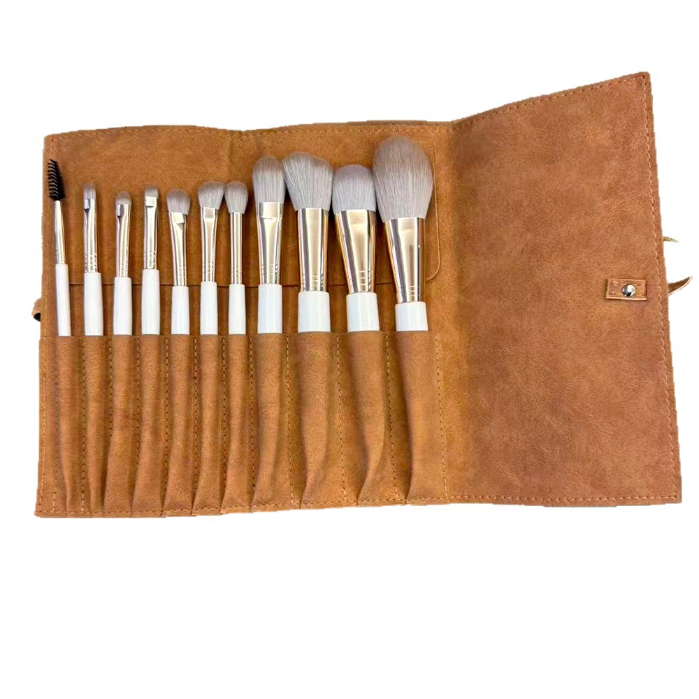 11-Piece Cosmetic Brush Set: Loose Powder Brush, Blush Brush, Eyeshadow Brush, Soft-Bristle Makeup Tools