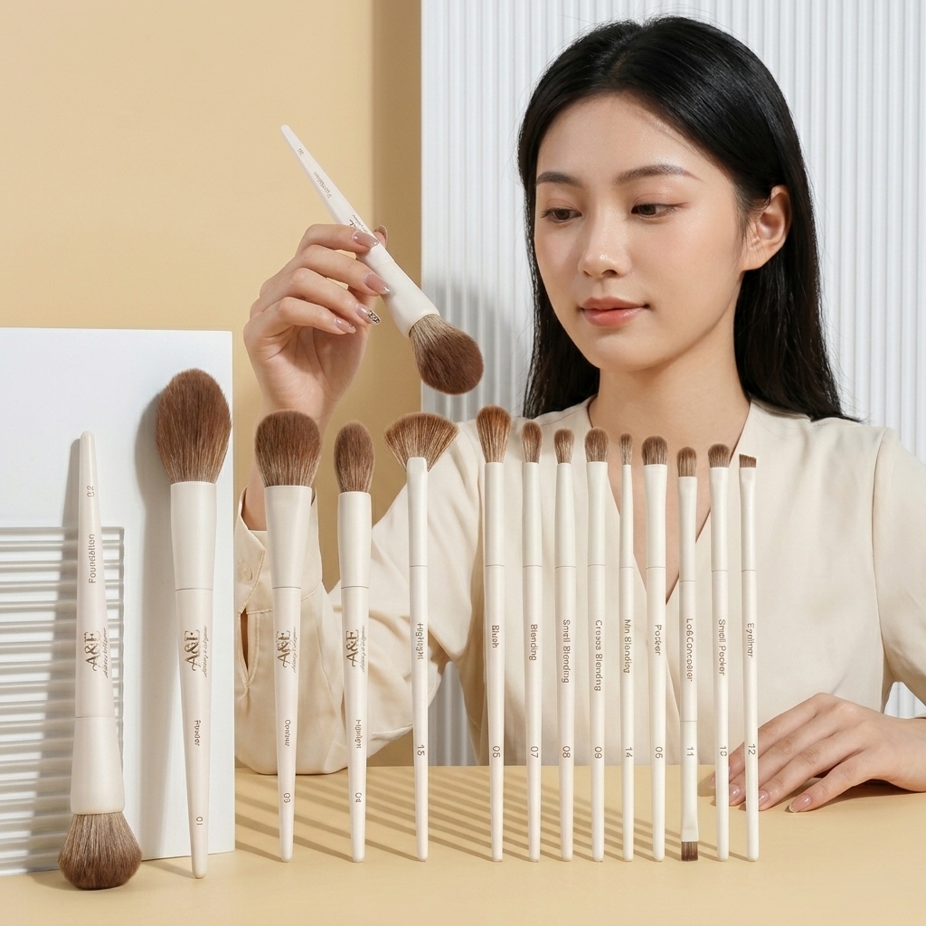 Professional Makeup Brush Set 12 Piece Synthetic Hair Face and Eye Brushes Blush Eyeliner Contour Highlight Foundation
