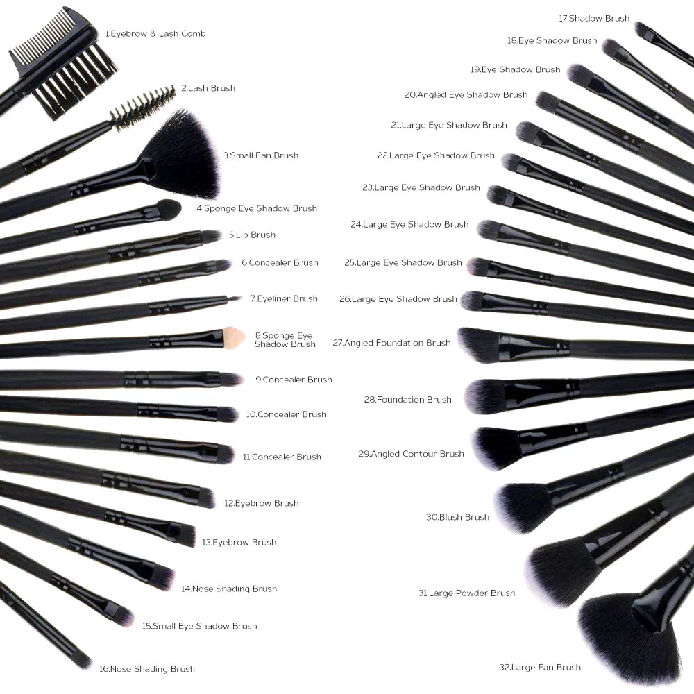 Beautichen Professional 32PCS Make up Brushes Set Premium Synthetic Kabuki Foundation Blending Brush Face Powder Blush Concealers Eye Shadows