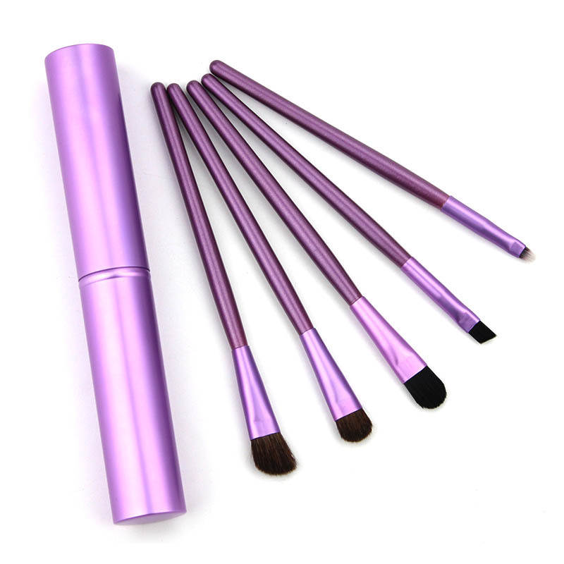 5pcs/set Eye Makeup Brushes Set Eyeshadow Eye Liner Shadow Lip Brushes Kit Pony Hair Face Makeup Tool Tube Holder 4 Colors